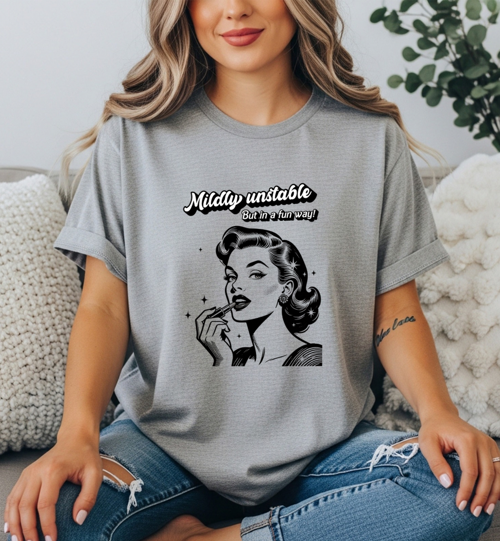Mildly Unstable Retro Pinup Women's T-Shirt — Vintage Graphic Tee
