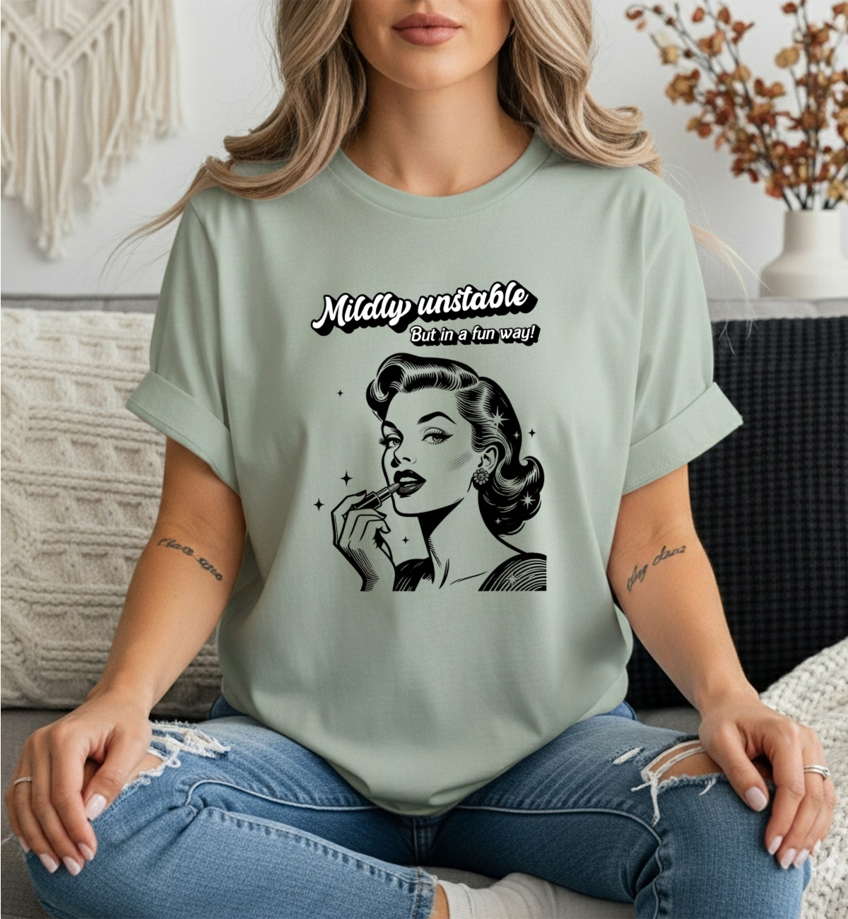 Mildly Unstable Retro Pinup Women's T-Shirt — Vintage Graphic Tee