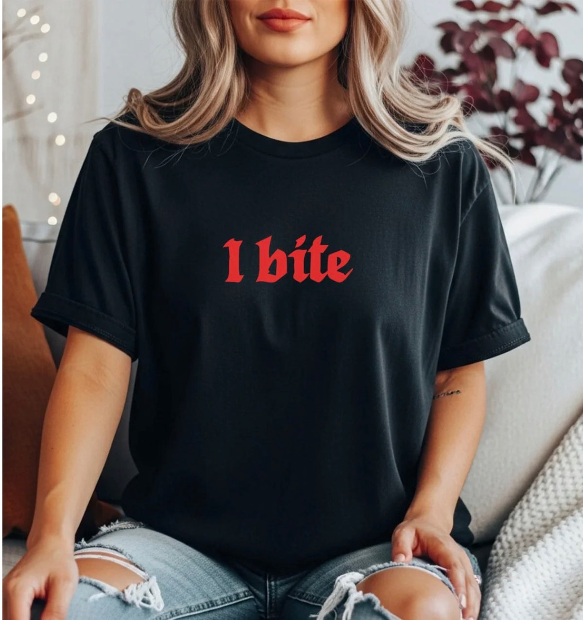 I Bite T-Shirt — Funny Gothic Script Graphic Tee