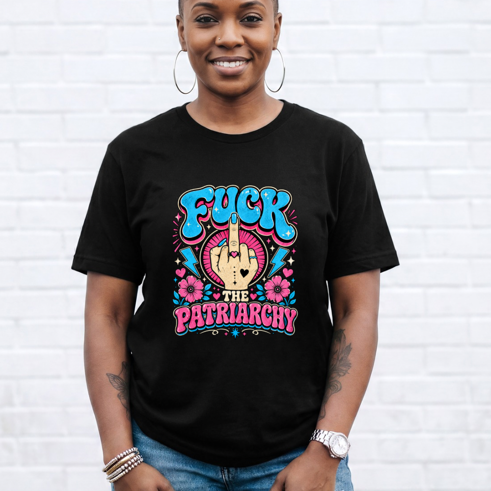 Fuck The Patriarchy Retro Tee, Groovy Feminist Middle Finger Shirt