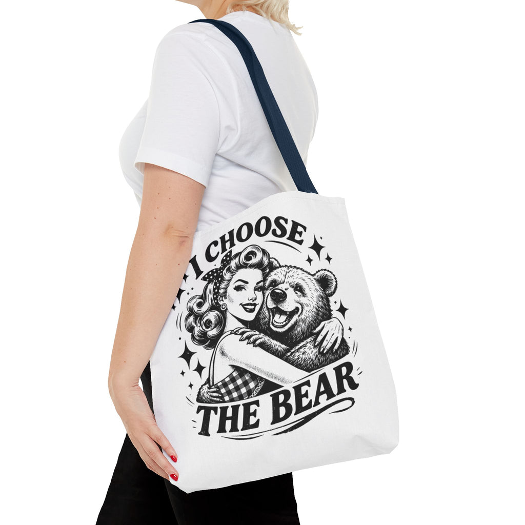 I Choose The Bear Retro Graphic Tote Bag