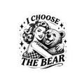 I Choose The Bear Kiss-Cut Sticker — Retro Pinup Hug Design