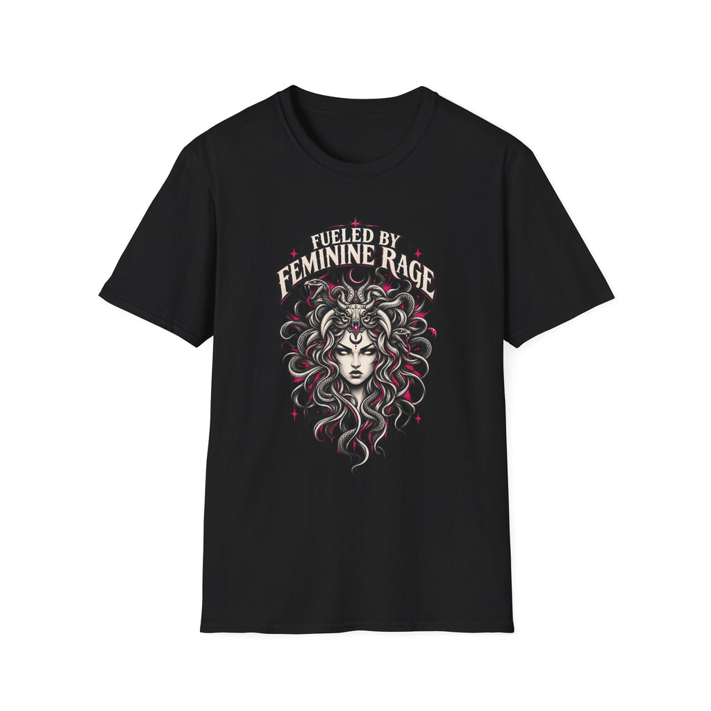Fueled by Feminine Rage Medusa Tee, Dark Feminist Snake Goddess shirt