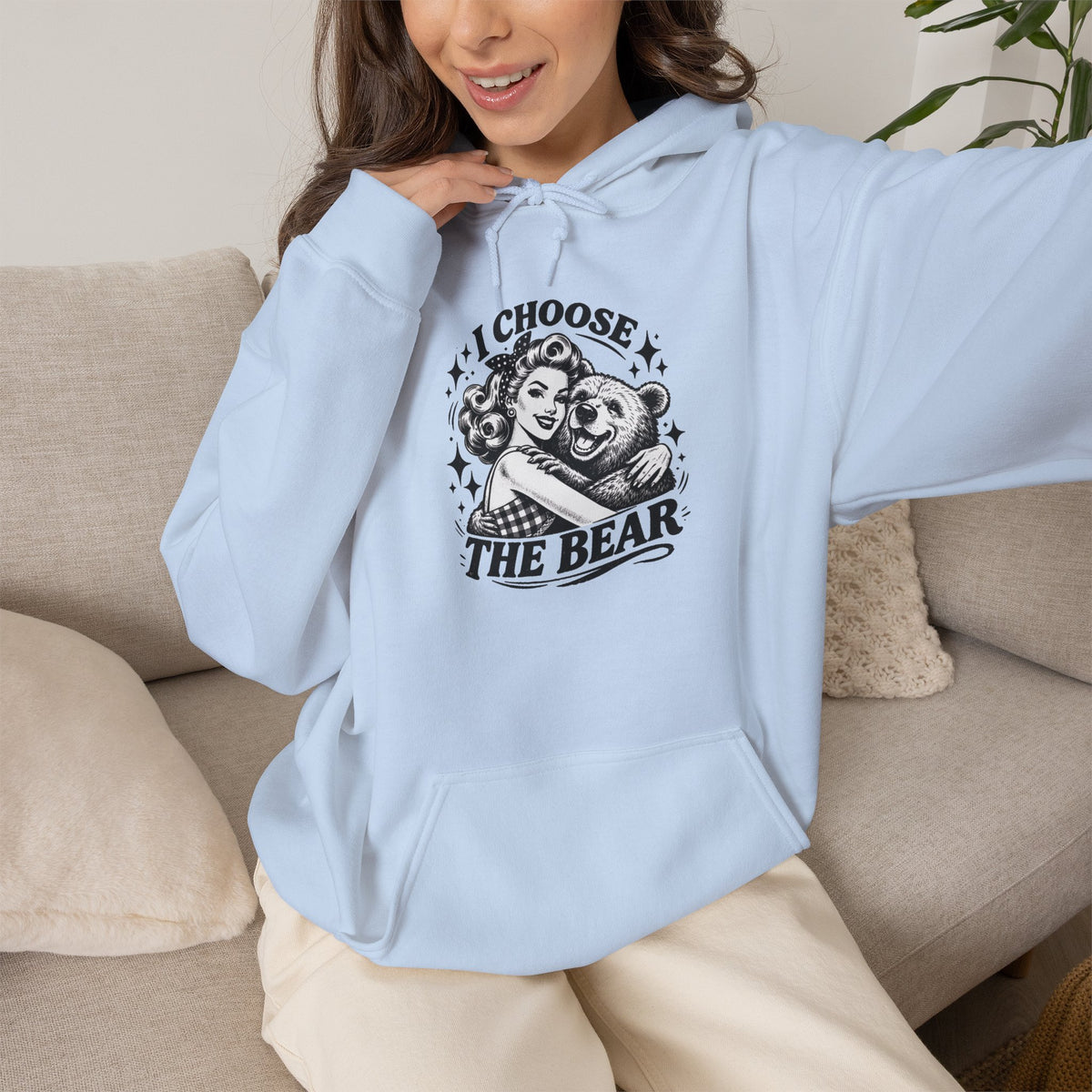 I Choose The Bear Hoodie — Cute Vintage Bear Graphic Sweatshirt