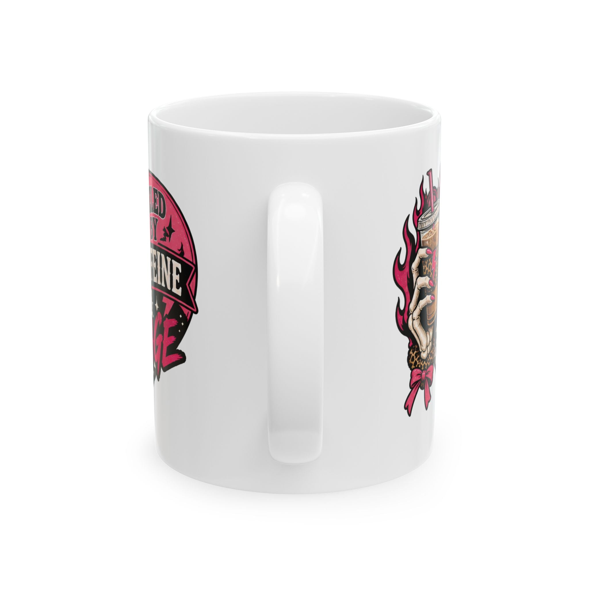 Fueled by Caffeine & Rage Mug — Skeleton Hand Iced Coffee Feminist Coffee Mug