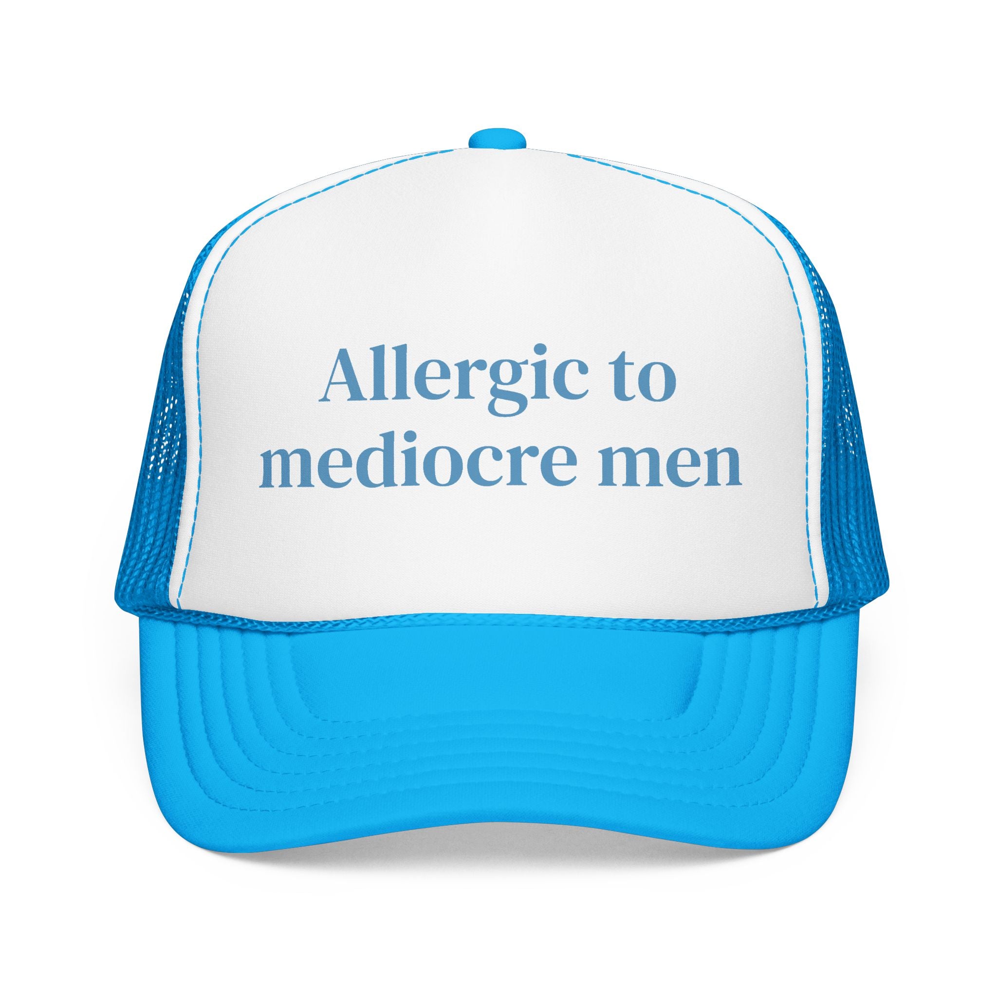 Allergic to Mediocre Men Trucker Hat | Funny Feminist Cap | Sarcastic Dating Humor Hat | Snarky Gift for Her