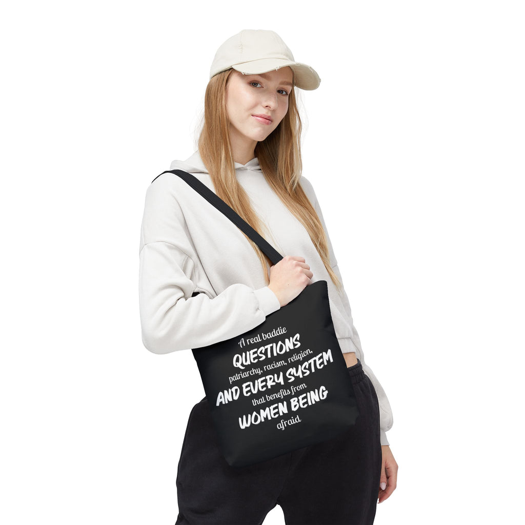 A Real Baddie Tote Bag | Feminist Statement Bag | Smart Girl Aesthetic Canvas Tote