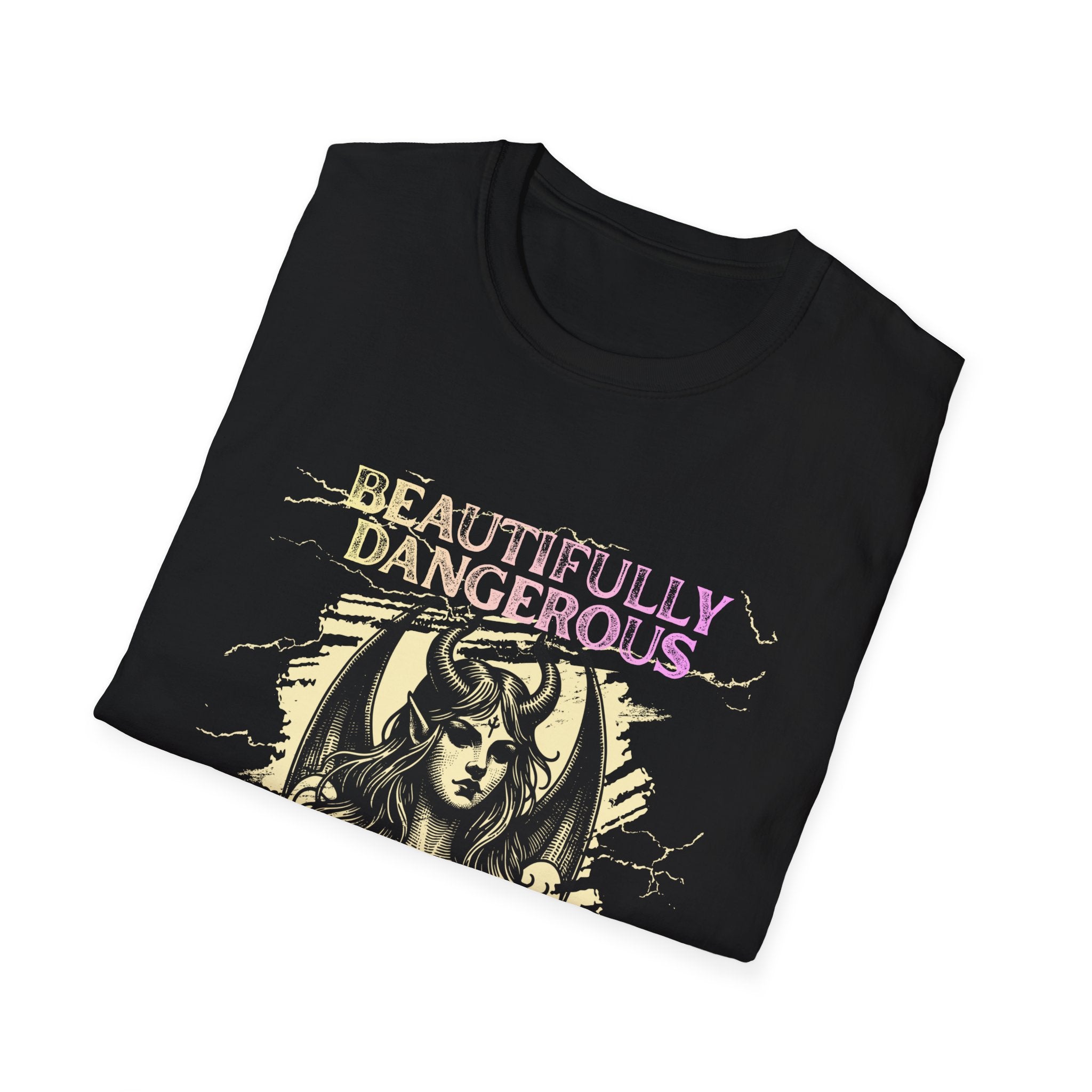Beautifully Dangerous Graphic T‑Shirt — 'Dangerously Beautiful' Vintage Femme Skull Tee