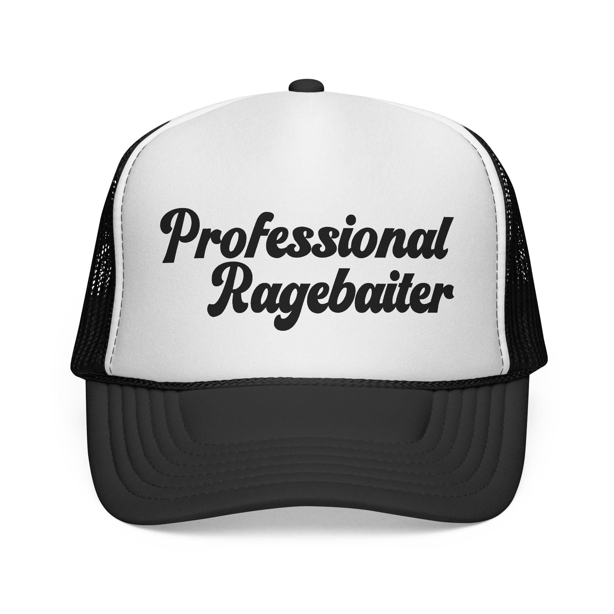 Trucker Cap — "Professional Ragebaiter" Retro Script Mesh Hat