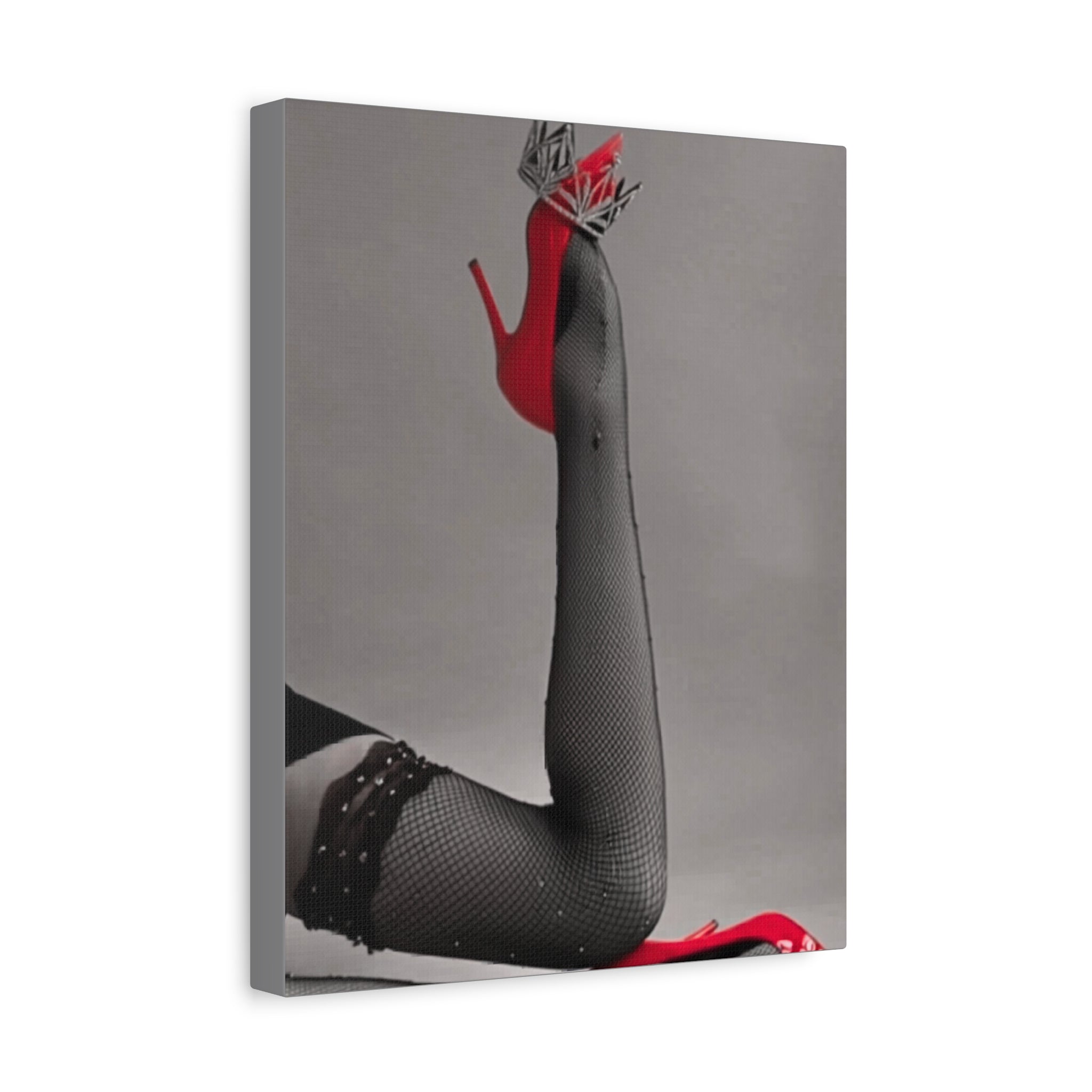 Retro Pin-Up Leg Art Matte 11x14 Canvas Wall Art — Red Heels Vintage Glam Decor