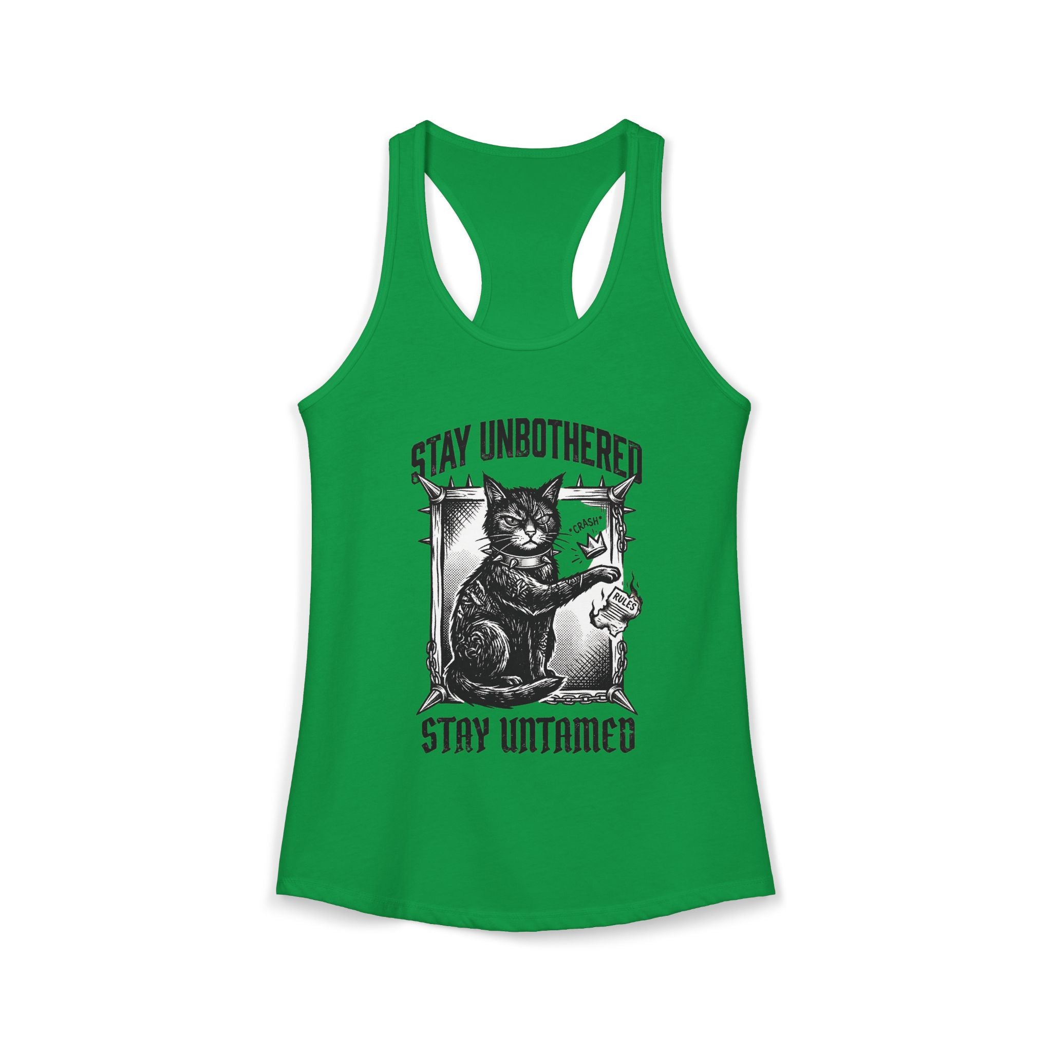 Stay Unbothered Stay Untamed Black Cat Tank Top | Edgy Cat Shirt | Unapologetic Women’s Tank | Dark Aesthetic Cat Tee | Glitter and Rage