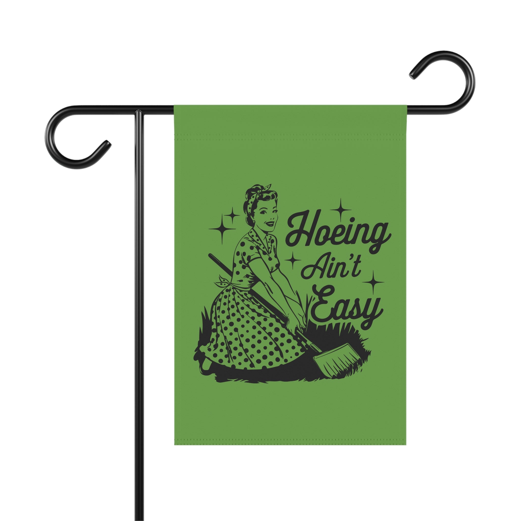Garden Banner — "Hoeing Ain't Easy" Decorative Yard Flag