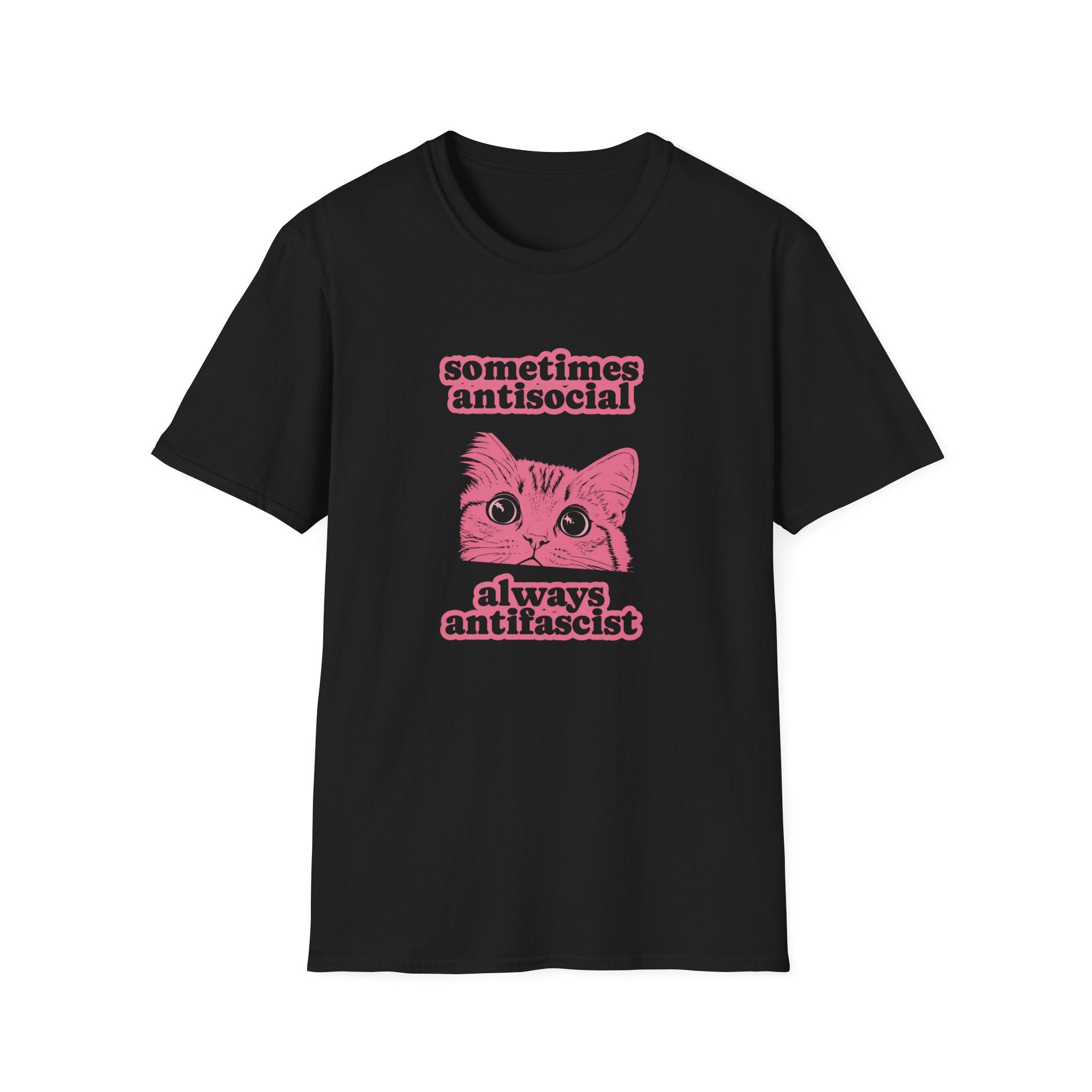 Sometimes Antisocial Always Antifascist Cat Shirt | Feminist Political Graphic Tee | Cat Lady Gift