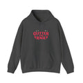 Glitter & Rage White Hoodie — Cute Pink Text Graphic Pullover