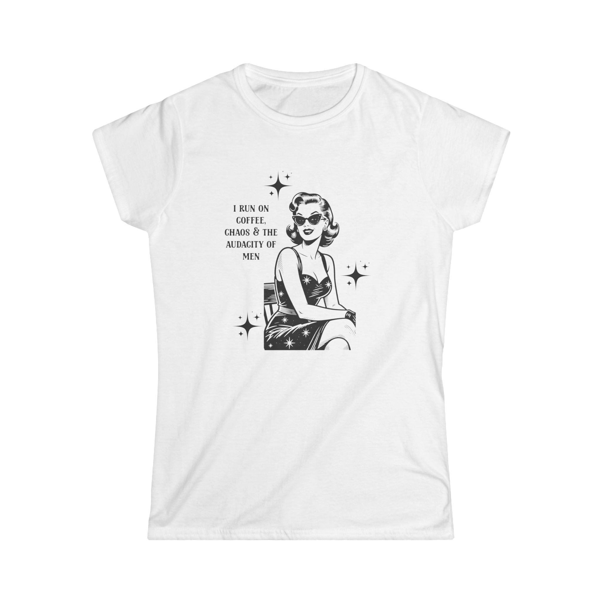 Retro “I run on coffee, chaos & the audacity of men” Women's Tee