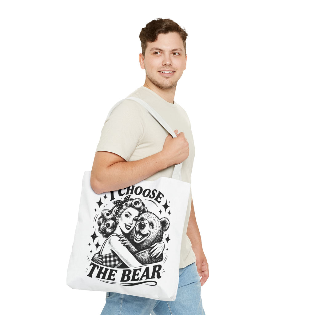 I Choose The Bear Retro Graphic Tote Bag