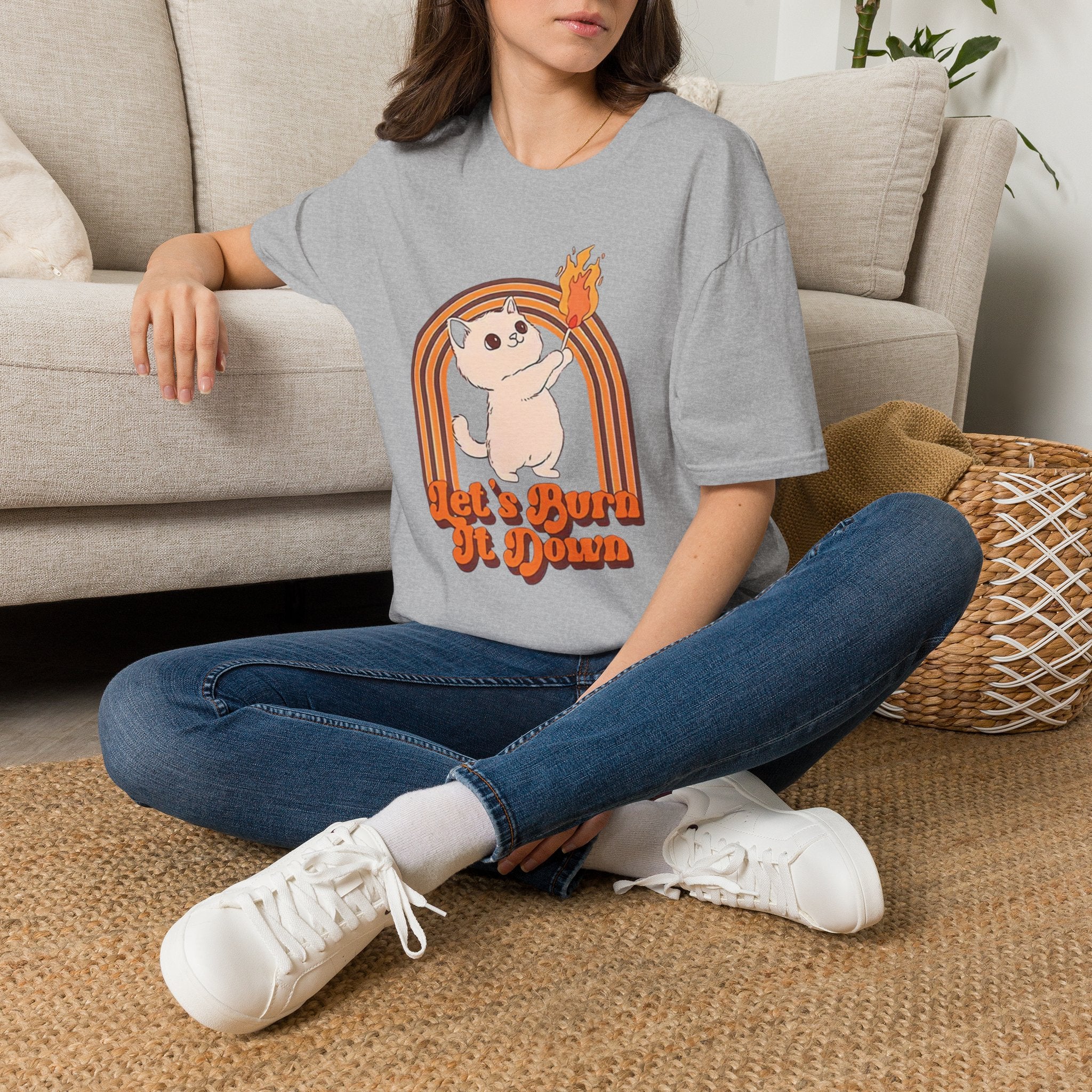 Let’s Burn It Down Cat T-Shirt — Cute Cat Graphic Tee