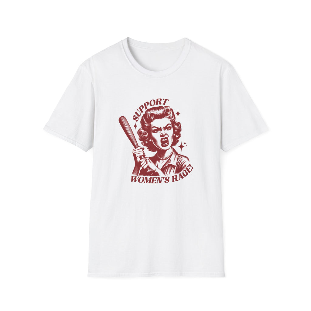 Support Women's Rage T-Shirt — Retro Feminist Baseball Bat Graphic Tee
