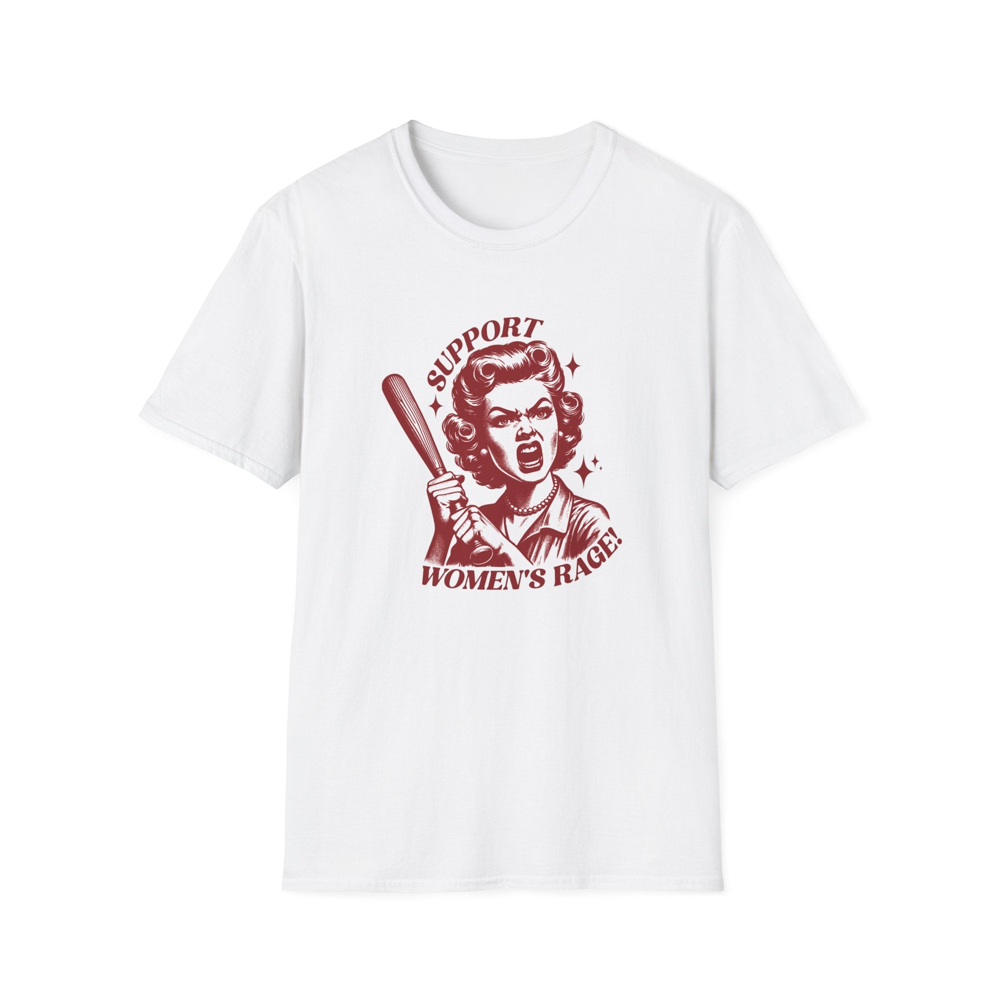Support Women's Rage T-Shirt — Retro Feminist Baseball Bat Graphic Tee