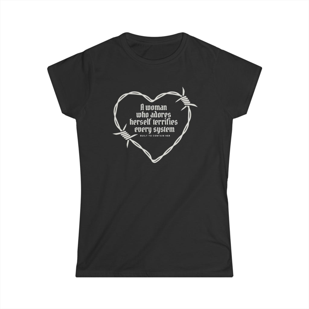 Black Women’s empowerment graphic shirt with white typography 