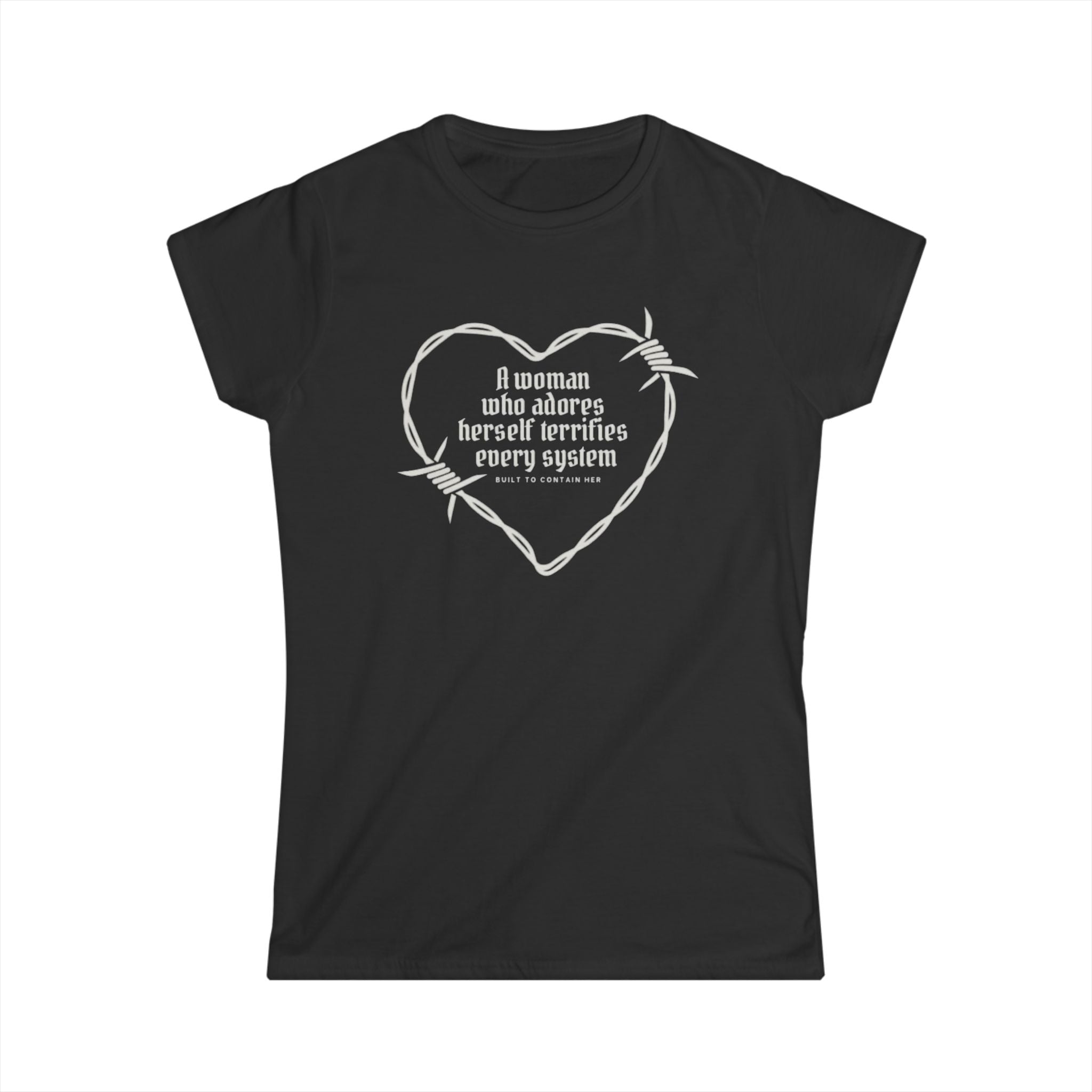 Black Women’s empowerment graphic shirt with white typography 