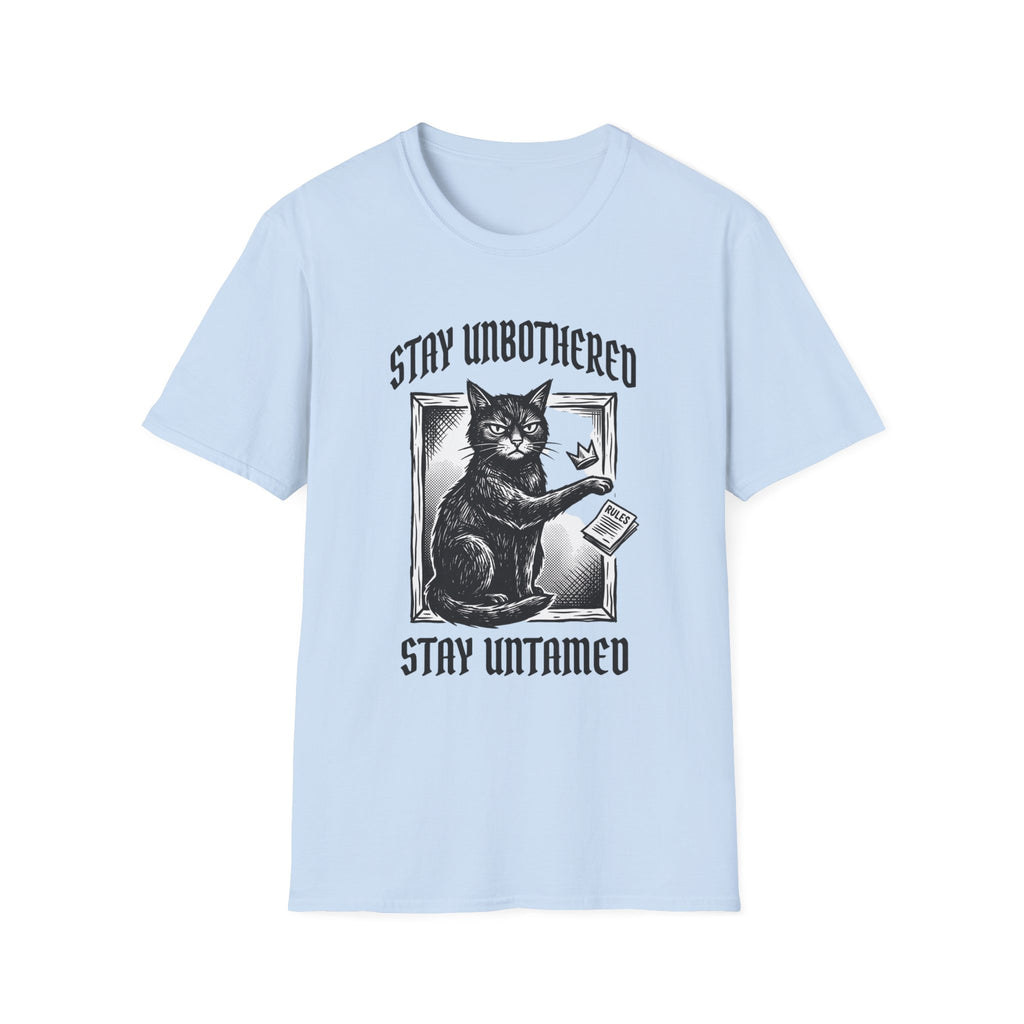 Stay Unbothered Stay Untamed Black Cat Tee | Edgy Cat Shirt | Unapologetic Women’s T shirt Dark Aesthetic Cat Tee | Glitter and Rage