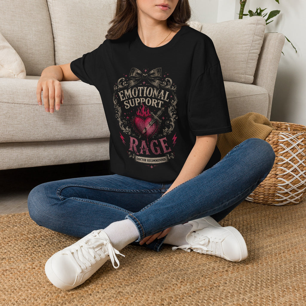 Emotional Support Rage Shirt, Doctor Recommended Tee, Funny Feminist T-Shirt, Dark Academia Heart Dagger Graphic Tee, Trendy Gift for Her