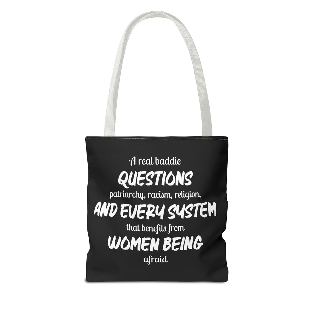 A Real Baddie Tote Bag | Feminist Statement Bag | Smart Girl Aesthetic Canvas Tote