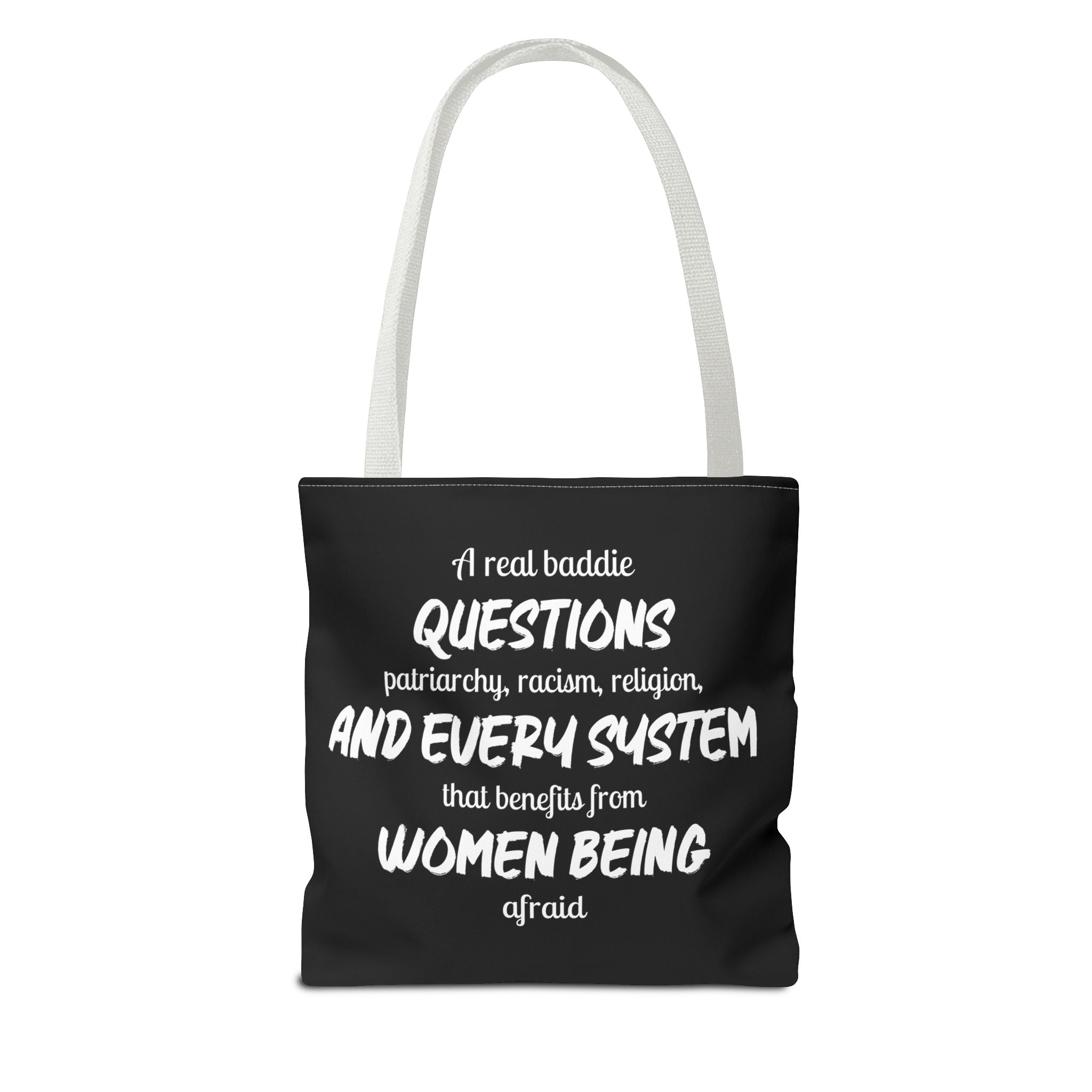 A Real Baddie Tote Bag | Feminist Statement Bag | Smart Girl Aesthetic Canvas Tote