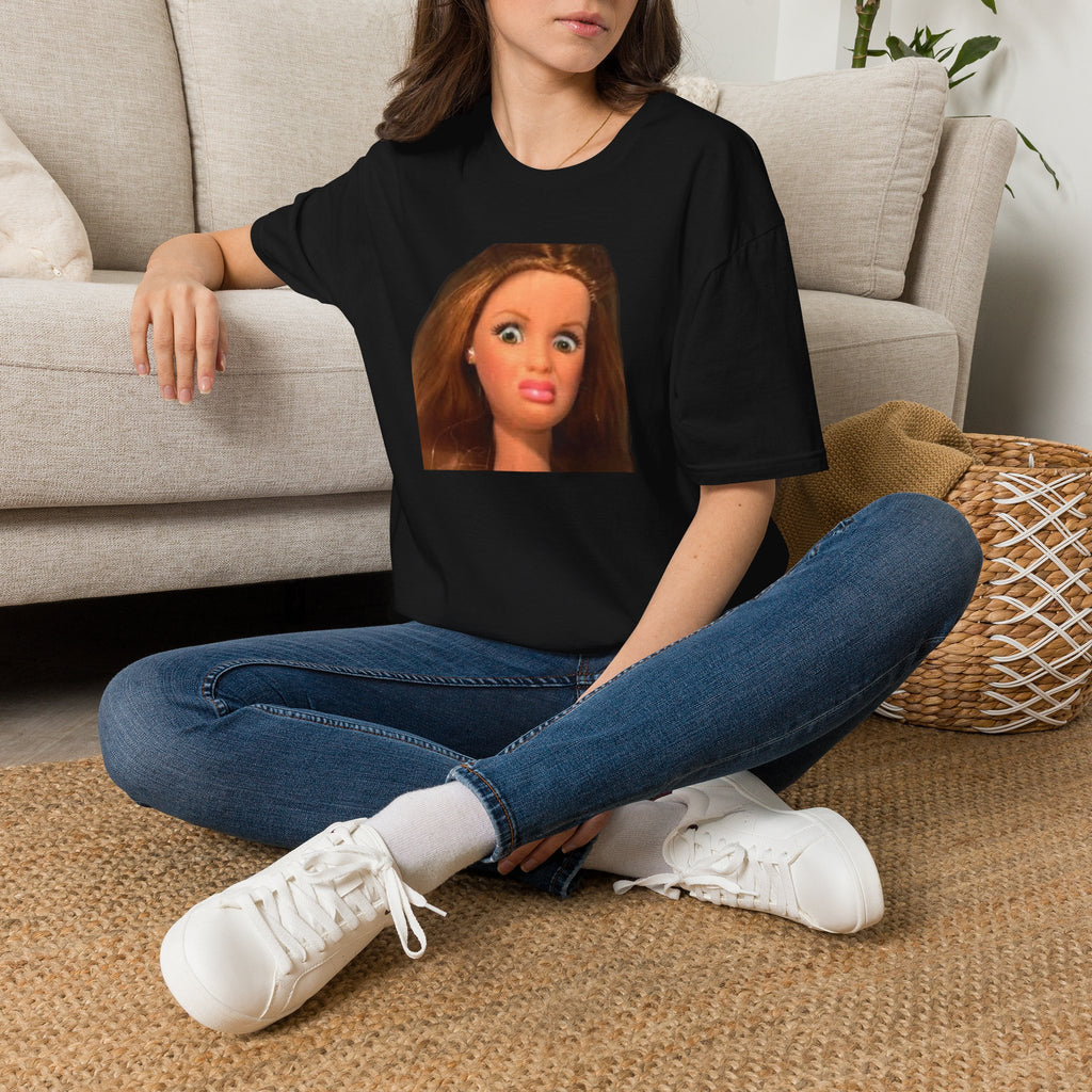Unhinged Doll Face T-Shirt — Surprised Doll Meme Graphic Tee