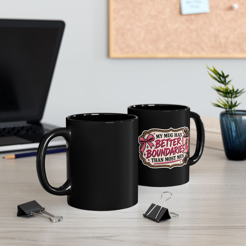 My Mug Has Better Boundaries Than Most Men Mug — Leopard Print Feminist Coffee Mug
