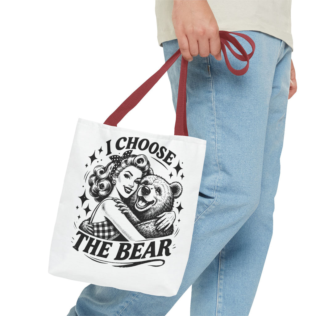 I Choose The Bear Retro Graphic Tote Bag