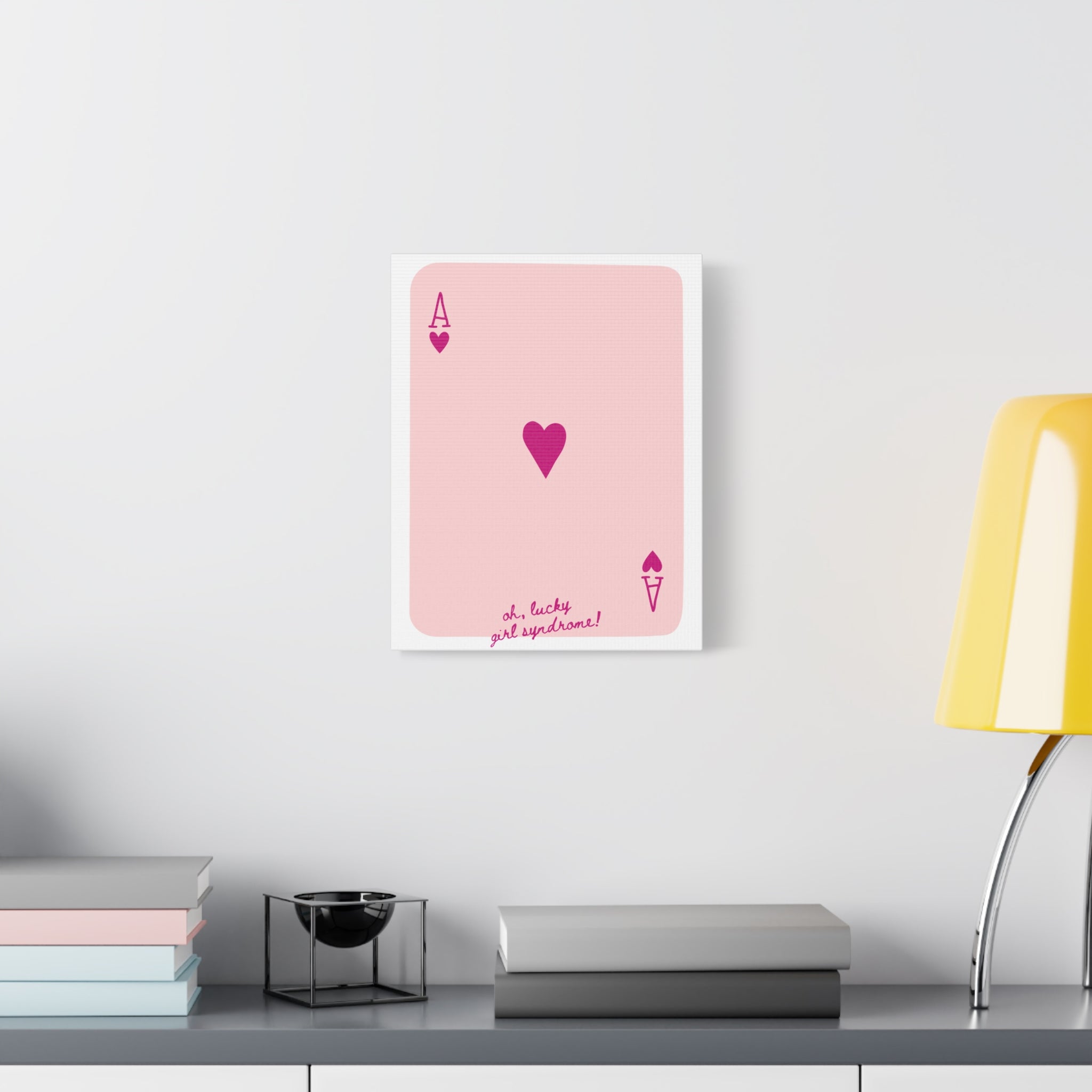 Ace of Hearts Pink 11x14 Canvas Wall Art — "oh, lucky girl syndrome!"