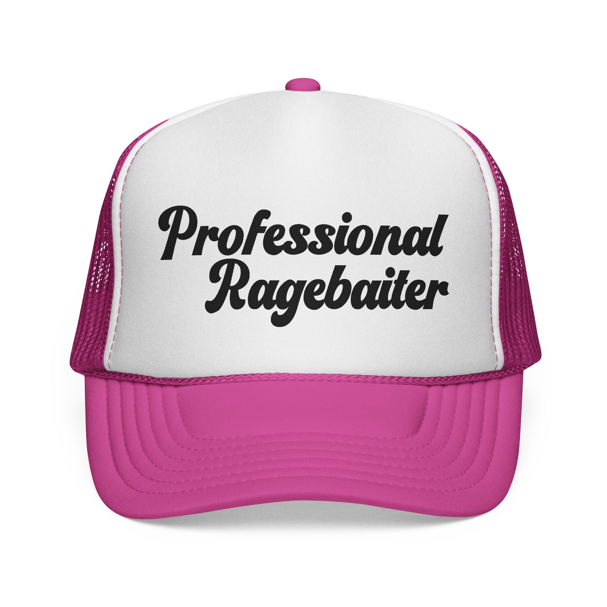 Trucker Cap — "Professional Ragebaiter" Retro Script Mesh Hat
