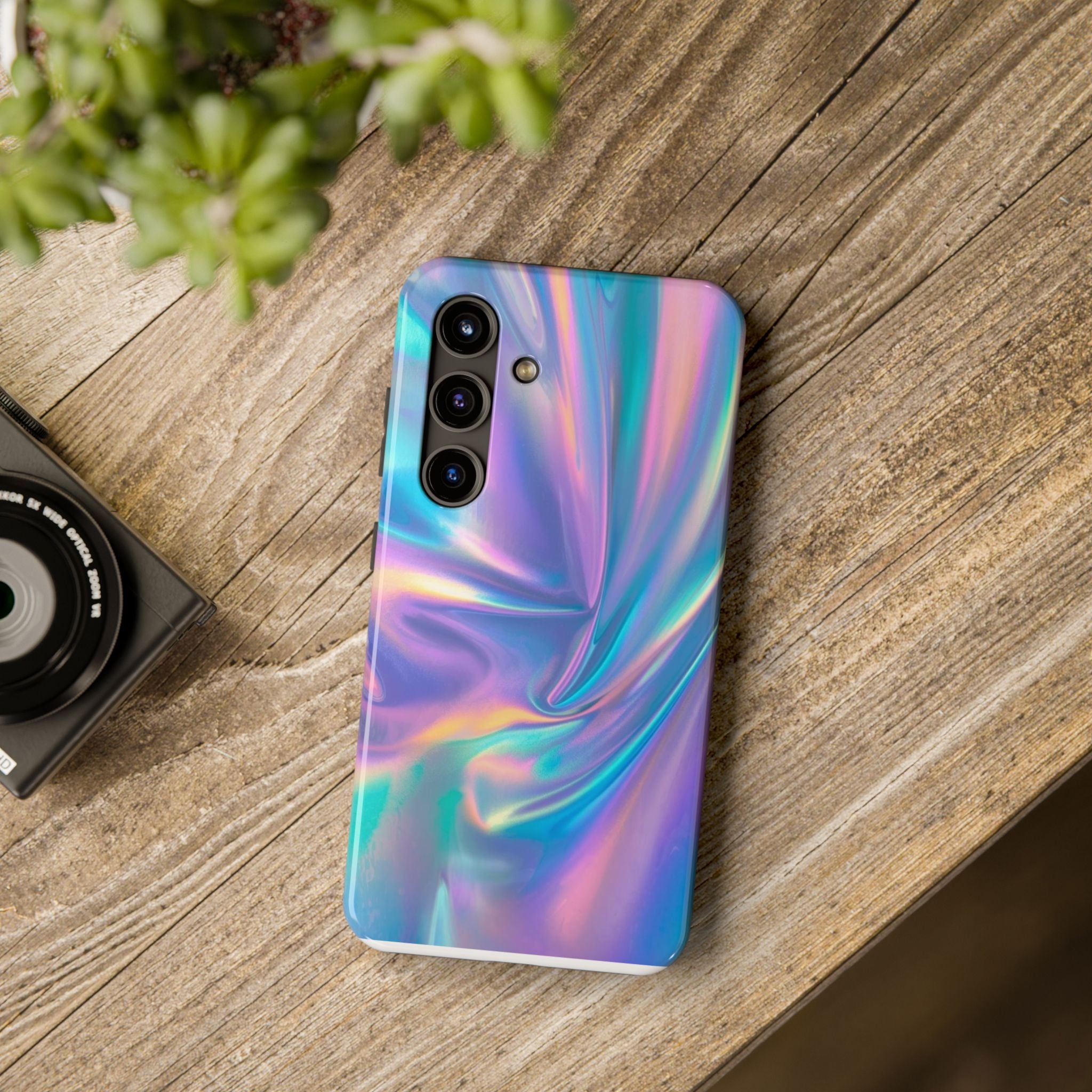 Iridescent Holographic Tough Phone Case – Shimmer Marble Protective Cover