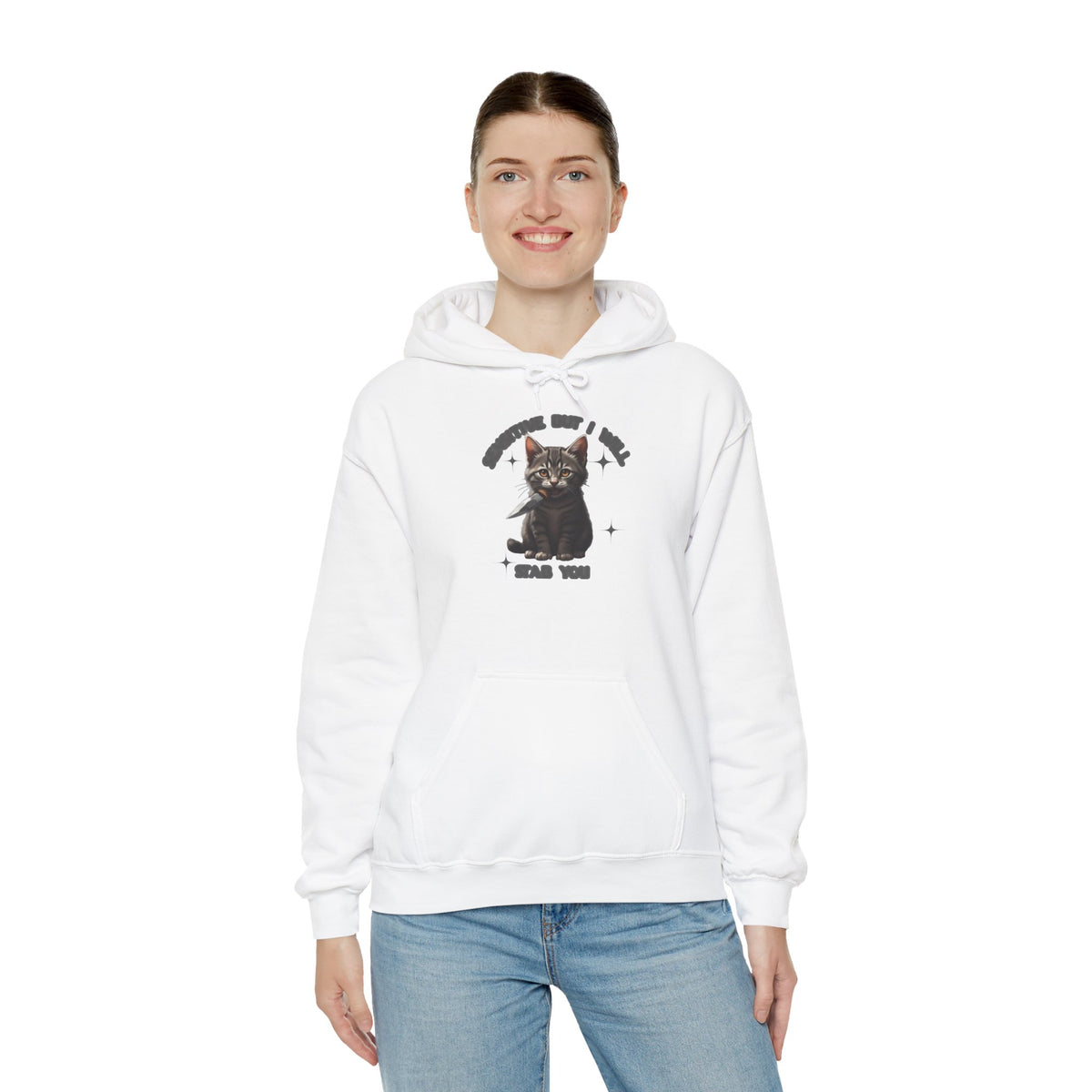 Cat Hoodie — "Sensitive, but I will stab you” Dark Cute Kitty