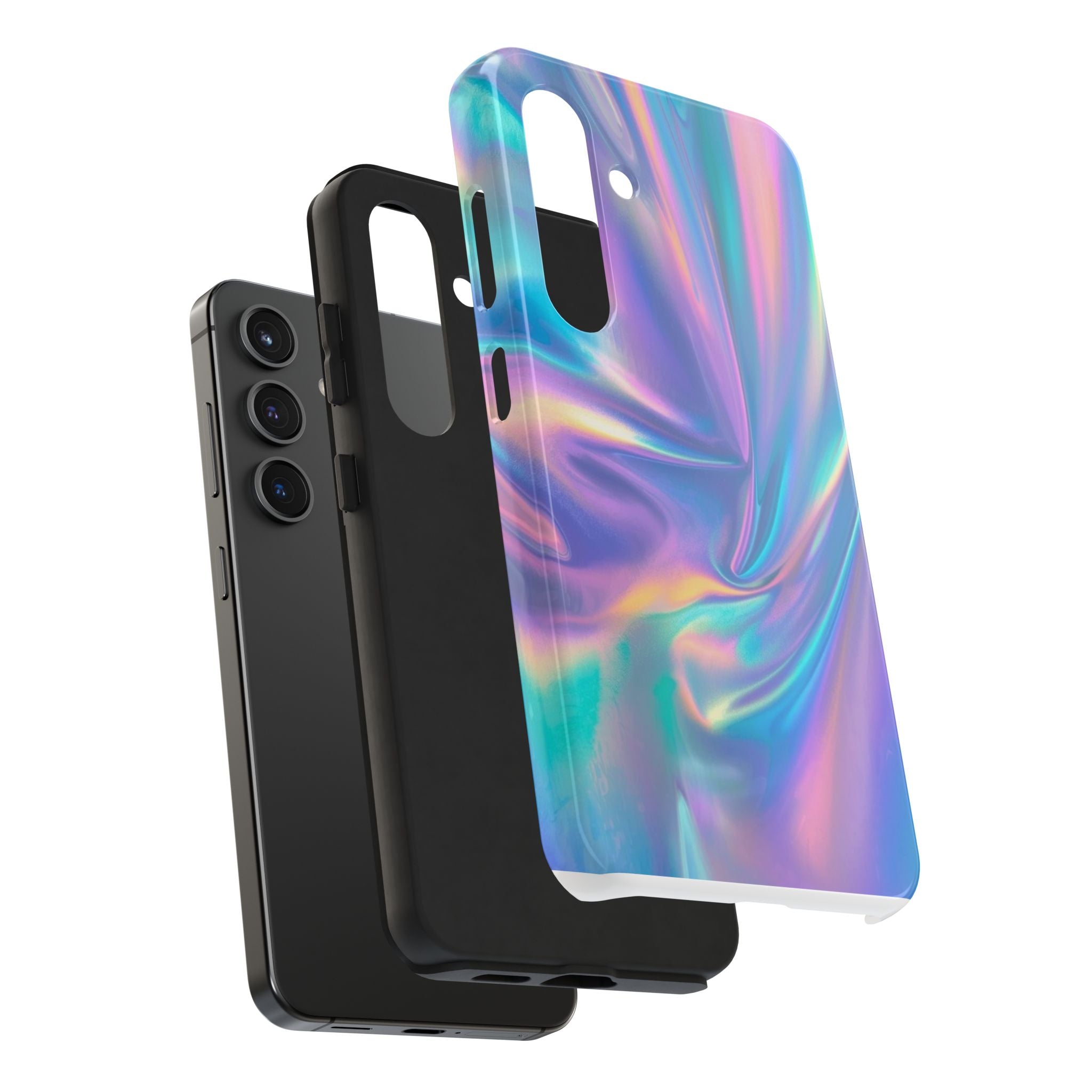 Iridescent Holographic Tough Phone Case – Shimmer Marble Protective Cover