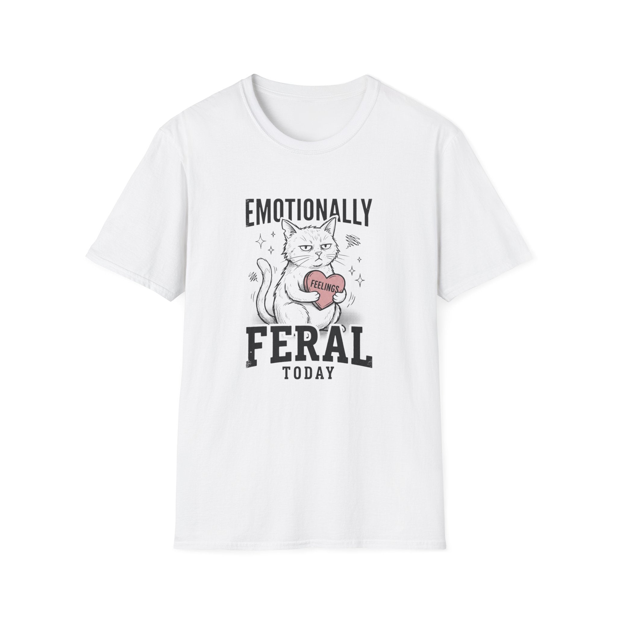 Emotionally Feral Today T-Shirt | Funny Grumpy Cat Graphic Tee | Sarcastic Women’s Shirt