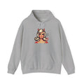 Gray hoodie with a graphic of a doll with devil horns and a pitchfork and a thought bubble that says “I will hurt your feelings”