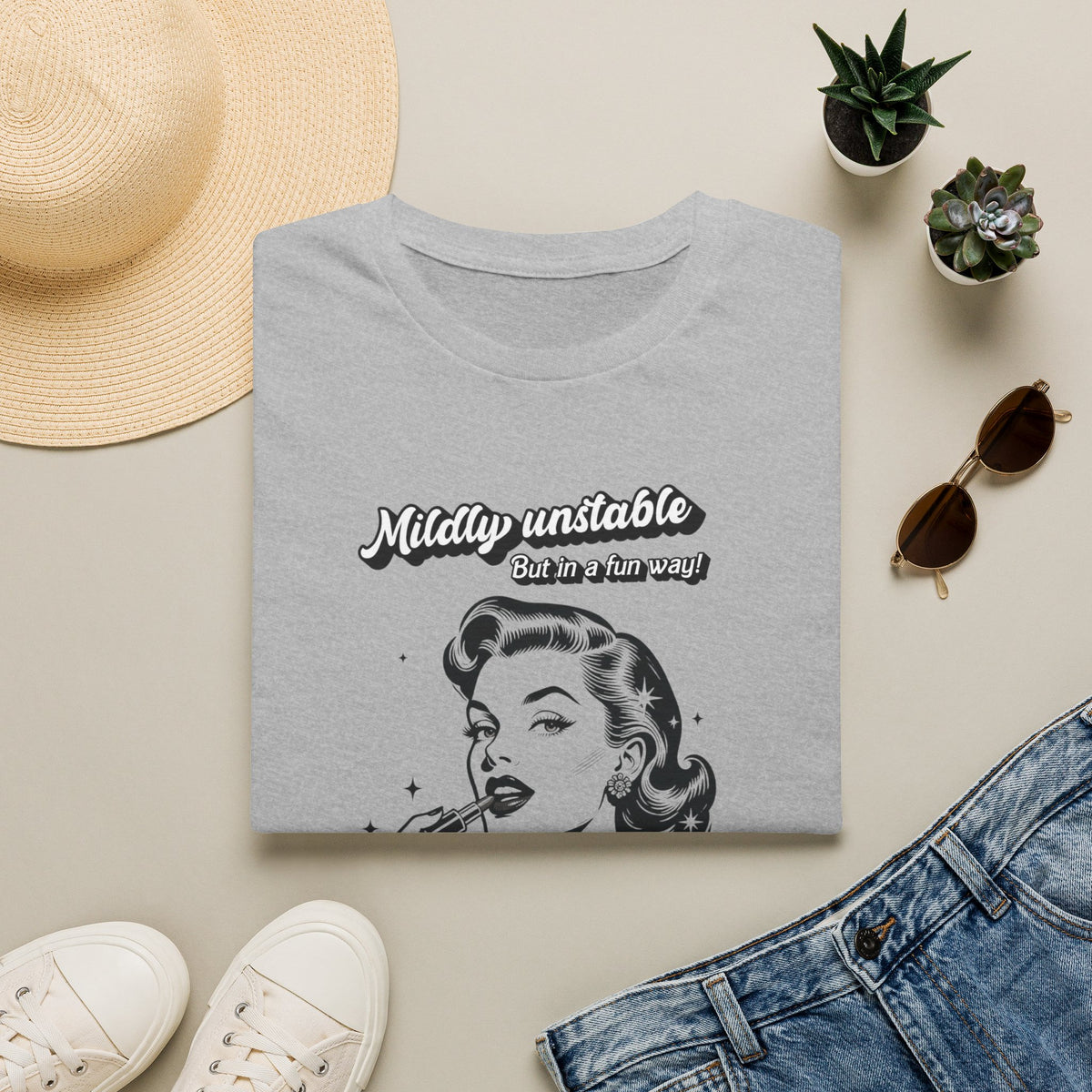 Mildly Unstable Retro Pinup Women's T-Shirt — Vintage Graphic Tee