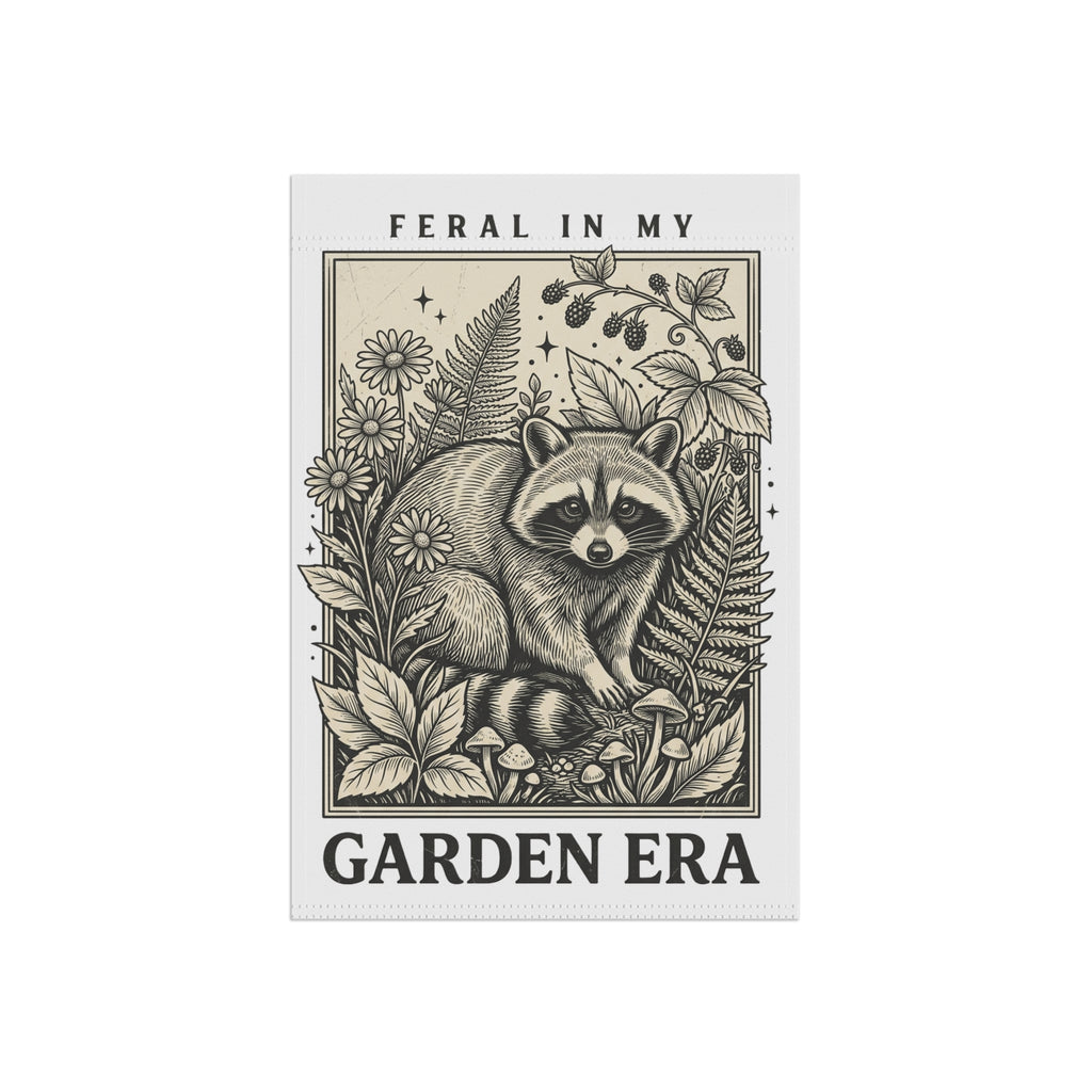 Garden Flag - "Feral In My Garden Era" Raccoon Decorative Yard Banner