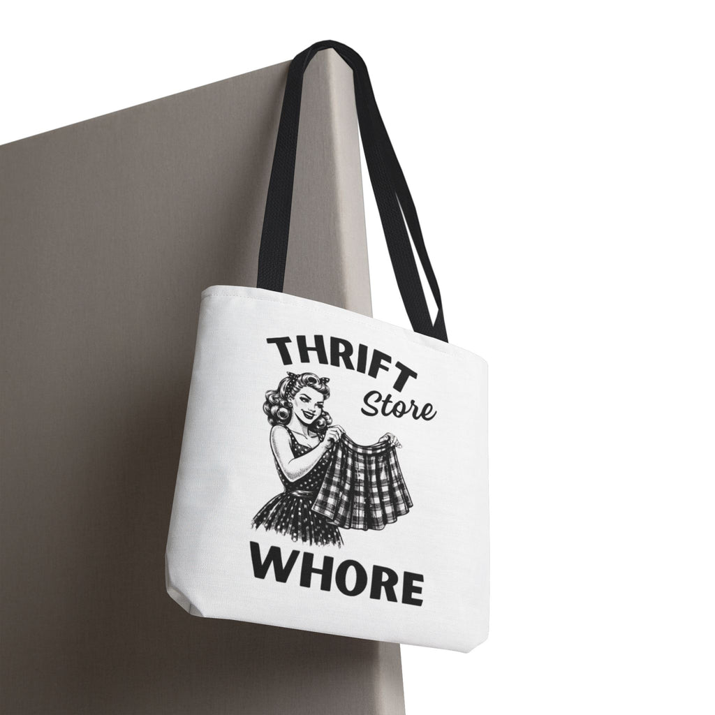 Thrift Store Whore Tote Bag – Funny Vintage Pin-Up Thrifting Quote