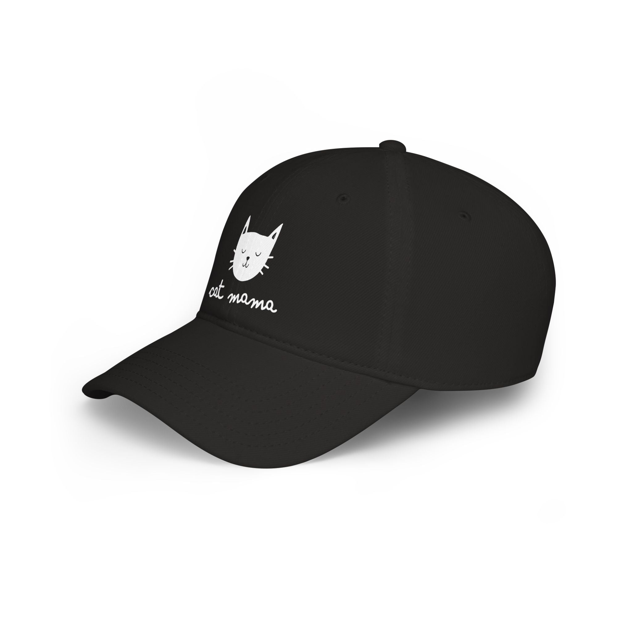 Cat Mama Baseball Cap — Cute Cat Face Embroidered Low Profile Hat