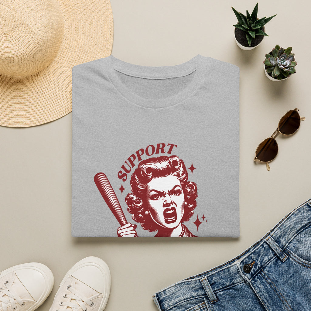 Support Women's Rage T-Shirt — Retro Feminist Baseball Bat Graphic Tee