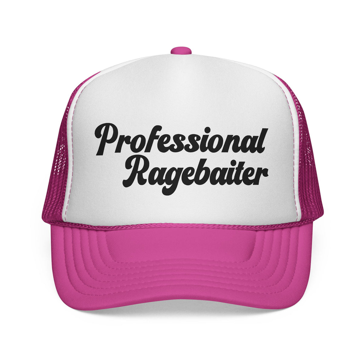 Trucker Cap — "Professional Ragebaiter" Retro Script Mesh Hat