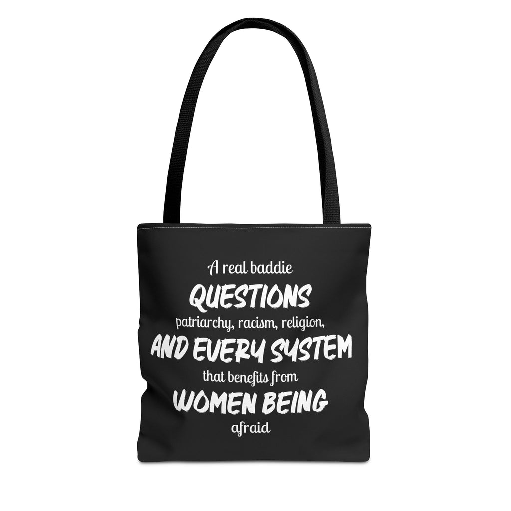 A Real Baddie Tote Bag | Feminist Statement Bag | Smart Girl Aesthetic Canvas Tote