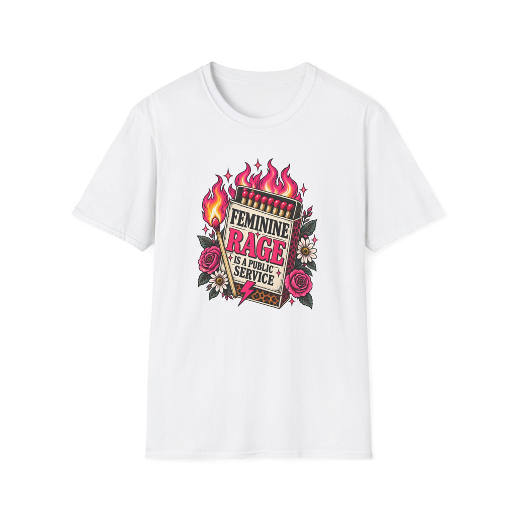Feminine Rage Is A Public Service T-Shirt | Matchbox Floral Graphic Tee | Feminist Statement Shirt