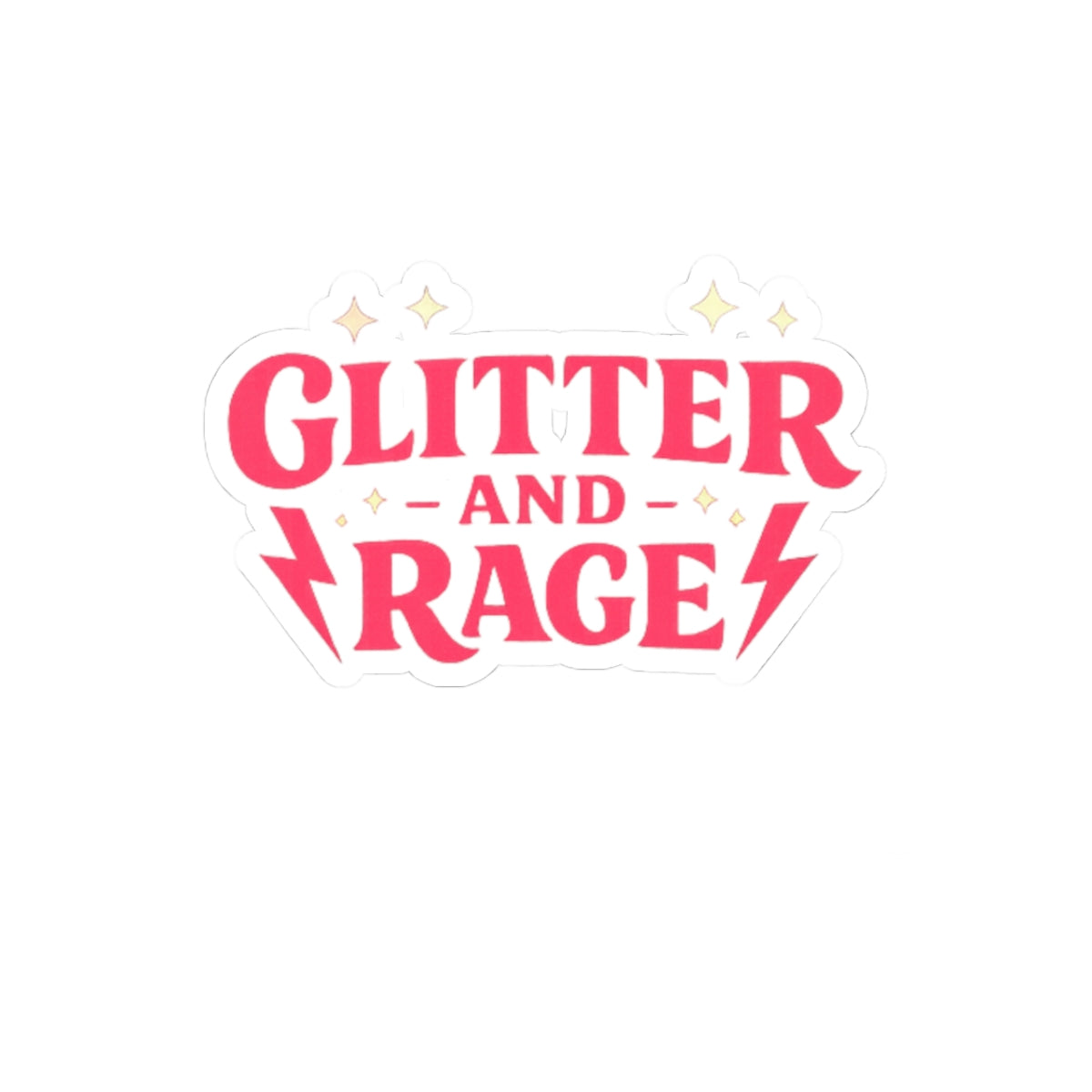 Glitter and Rage Kiss-Cut Sticker — Pink Retro Lightning Laptop Decal