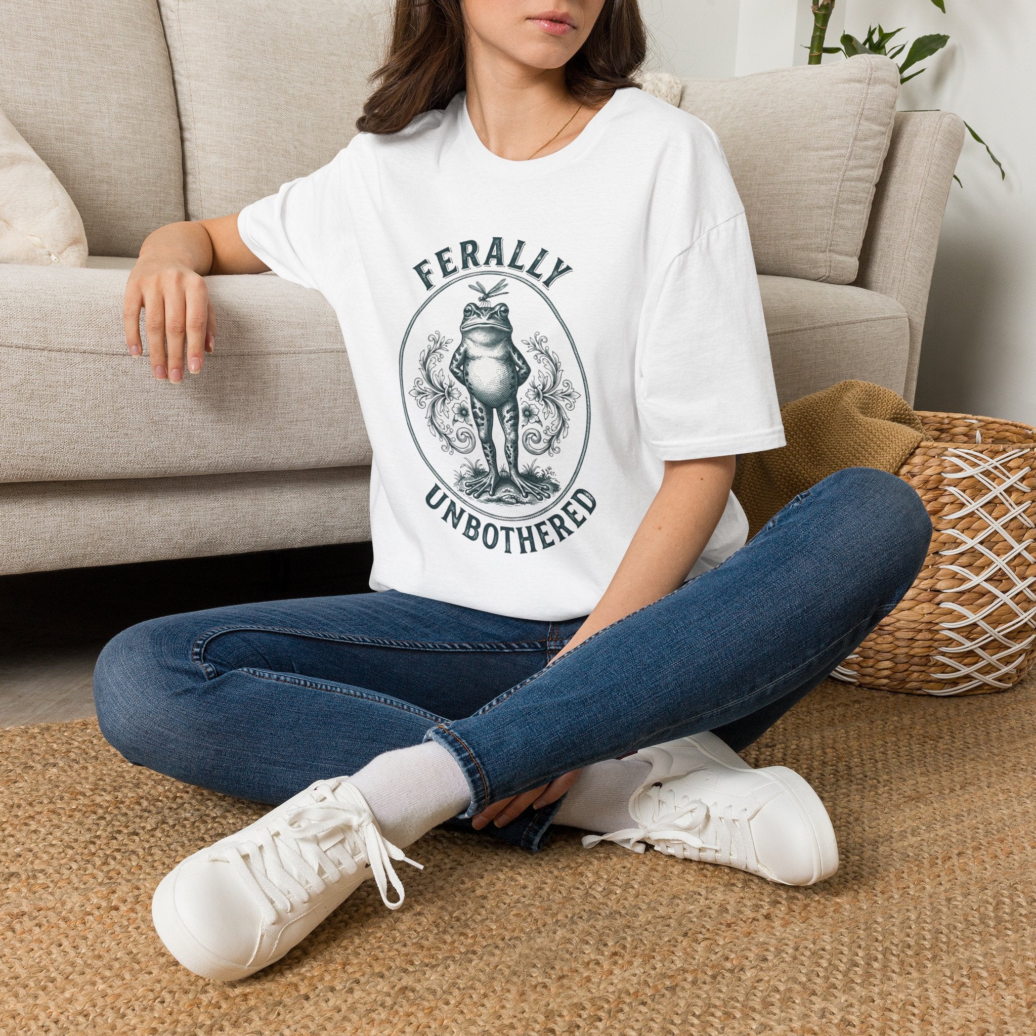 Ferally Unbothered Frog T-Shirt | Funny Vintage Frog Graphic Tee | Feral Women’s Shirt | Cottagecore Frog Aesthetic Top