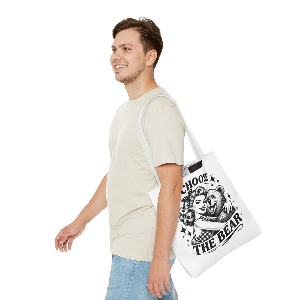 I Choose The Bear Retro Graphic Tote Bag